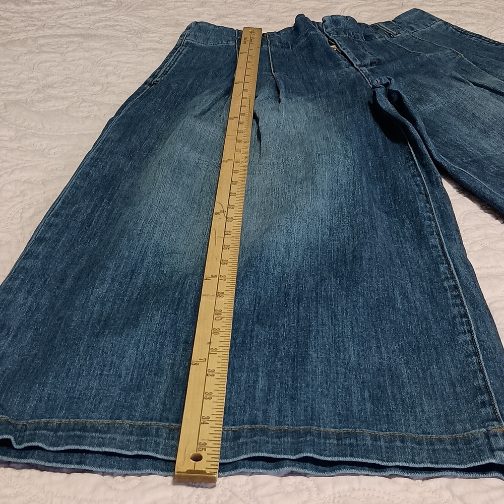 Pilcro and the Letterpress Wide-Leg Blue Denim Culottes - Picture 2 of 9
